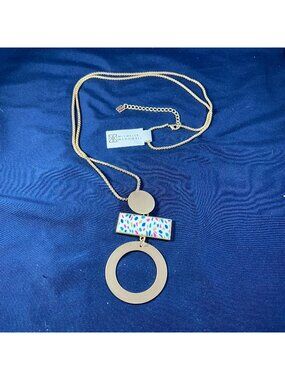 Michelle McDowell Gold Pendant Necklace W/ Colorful Abstract Enamel Accent